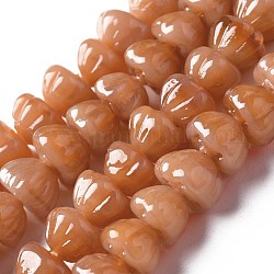 Hilos de perlas de murano hecho a mano de tema de otoño, calabaza, chocolate, 11~12x7~8mm, agujero: 1.6 mm, aproximamente 60 pcs / cadena, 17.13 pulgada ~ 18.70 pulgadas (43.5~47.5 cm)