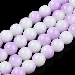 Brins de perles de verre peintes au four opaques bicolores, ronde, Prune, 8x7mm, Trou: 1.2mm, Environ 100~102 pcs/chapelet, 29.53~30.12 pouce (75~76.5 cm)