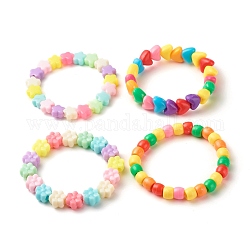 Bracciale elasticizzato con perline acriliche color caramello per bambini, colore misto, diametro interno: 1-3/4~2 pollice (4.5~5 cm)