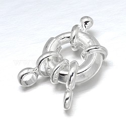 Cierres de anillo de resorte de latón, plata, 14.5x6mm, fianzas de tubo: 9.5x5.5x1.5 mm, agujero: 2.5 mm