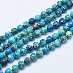 Fili di perle di diaspro imperiale naturale, tinto, tondo, Blue Steel, 8mm, Foro: 1 mm, circa 49pcs/filo, 15.7 pollice