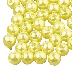 Perles en plastique ABS, perle d'imitation, ronde, jaune, 8x7.5mm, Trou: 1.5mm, environ 760 pcs/200 g