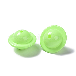 Perles en cuisson peinture acrylique, Perles planète univers 3d, vert clair, 22x15mm, Trou: 2.8mm