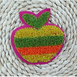 機械刺繍布地手縫いワッペン  マスクと衣装のアクセサリー  アップリケ  りんご  カラフル  87x85mm