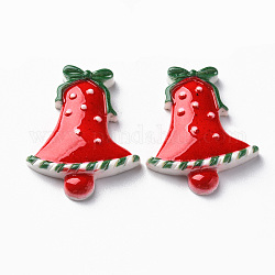 Opaque Resin Cabochons, Christmas Style, Jingling Bell, Red, 35x28x5mm
