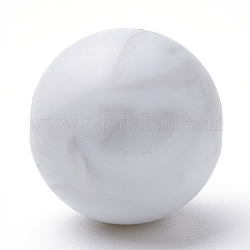 Perle di silicone ecologiche per uso alimentare, tondo, Gainsboro, 8~10mm, Foro: 1~2 mm