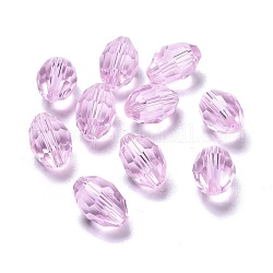 Cuentas de vidrio austriaco de imitación de vidrio, facetados, oval, rosa perla, 11x8mm, agujero: 0.8~1.4 mm