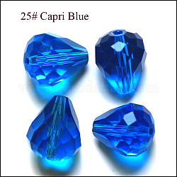 Perles d'imitation cristal autrichien, grade AAA, facette, goutte , Dodger bleu, 8x10mm, Trou: 0.9~1mm