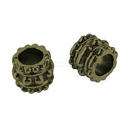 Perline foro grande in lega sitle tibetano, perline con foro grande, colonna,  cadmio& piombo libero, bronzo antico, 7x6mm, Foro: 4 mm, circa 1330pcs/1000g