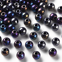 Opake Legierung Perlen, ab Farbe plattiert, Runde, Preußischblau, 6x5 mm, Bohrung: 1.8 mm, ca. 4400 Stk. / 500 g