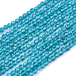 Chapelets de perles en verre, imitation quartz, facette, ronde, bleu profond du ciel, 2mm, Trou: 0.5mm, Environ 175 pcs/chapelet, 14.9 pouce (38 cm)