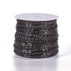 Iron Cable Chains, Unwelded, Flat Oval, Popular for Jewelry Making, Important Decoration, Lead Free & Nickel Free, Gunmetal, 3x2x0.6mm