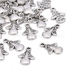 Tibetan Style Alloy Pendants, Lead Free, Nickel Free and Cadmium Free, Antique Silver, Angel, 17.5x13x2mm, Hole: 2mm, about 1050pcs/kg