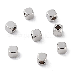 201 perline in acciaio inossidabile, cubo, colore acciaio inossidabile, 3x3x3mm, Foro: 1.8 mm
