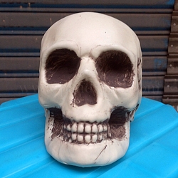 Украшение дисплея темы хэллоуина, статуя черепа из смолы, старое кружево, 130x190x150 мм