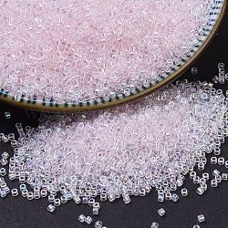 Perles miyuki delica, cylindre, Perles de rocaille japonais, 11/0, (db0082) transparent rose pâle ab, 1.3x1.6mm, Trou: 0.8mm, environ 10000 pcs / sachet , 50 g / sac