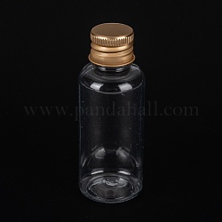 ПЭТ пластиковая мини-бутылка для хранения, дорожная бутылка, для косметики, крем, лосьон, жидкость, с алюминиевой винтовой крышкой, золотые, 2.9x7.7 см, емкость: 30 мл (1.01 жидких унции)