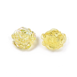 Perles en plastique abs transparent, la moitié foré, fleur, champagne jaune, 15x16x6.5mm, Trou: 1.2mm