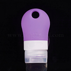 Tragbare Silikon-Reiseflaschen, Behälter für Desinfektionsflaschen leeren, Nachfüllbare auslaufsichere Kosmetikflaschen, Flieder, 8.35x4.4x3.65 cm, Loch: 1.3x1.4 cm, Kapazität: 38ml
