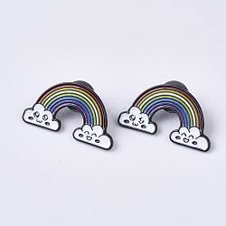 Creative Zinc Alloy Brooches, Enamel Lapel Pin, with Iron Butterfly Clutches or Rubber Clutches, Electrophoresis Black Color, Rainbow, Colorful, 17.5x33mm, Pin: 1mm