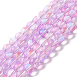Synthetische Mondstein Perlen Stränge, Runde, Violett, 8 mm, Bohrung: 1 mm, ca. 48 Stk. / Strang, 14.57''~15.35'' (37~39 cm)