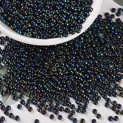 Miyuki runde Rocailles Perlen, japanische Saatperlen, 8/0, (rr452) metallic dunkelblaue Iris, 3 mm, Bohrung: 1 mm, ca. 422~455 Stk. / 10 g