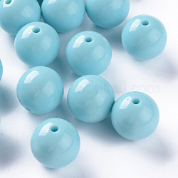Perles acryliques opaques, ronde, bleu ciel, 20x19mm, Trou: 3mm, environ 111 pcs/500 g