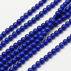 Lapis lazuli sintético hebras de abalorios, redondo, 3mm, agujero: 0.8 mm, aproximamente 126 pcs / cadena, 16 pulgada