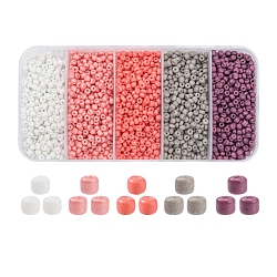 1900Pcs 5 Colors Baking Paint Glass Seed Beads, 8/0, Brown, 3~3.5mm, Hole: 1~1.2mm, 18g, about 380pcs/color