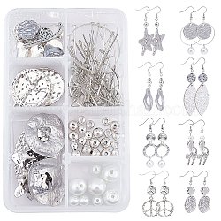 SUNNYCLUE DIY Earring Making Kit, Including Glass & Alloy & Non-magnetic Synthetic Hematite Beads, Alloy & Brass & Iron & Cowhide Leather Pendants, Alloy & Brass Links, Brass Earring Hooks & Jump Rings & Pins, Mixed Color, 116pcs/box