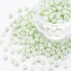 6/0 perles de rocaille en verre, couleur macaron, trou rond, ronde, miellat, 4~4.5x3mm, Trou: 1~1.2mm, environ 4500 pcs / sachet , environ 450g/sac.