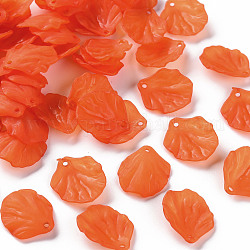 透明つや消しアクリルパーツ  花弁  レッドオレンジ  19.5x16.5x4mm  穴：1.5mm