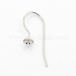 Crochets en laiton de boucle d'oreille de conception de boucle d'oreille, pour la moitié de perles percées, platine, 22x8mm, 24 jauge, pin: 0.5 mm