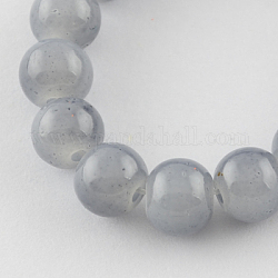 Fili di perline giada di vetro imitato, verniciatura a spruzzo, tondo, grigio chiaro, 4mm, Foro: 1.1~1.3 mm, circa 200pcs/filo, 31.4 pollice