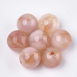 Perles acryliques, style de pierres fines imitation, ronde, saumon noir, 15.5~16x15mm, Trou: 2mm, environ 225 pcs/500 g