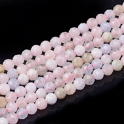 Fili di perline morganite naturale, sfaccettato, tondo, 3mm, Foro: 0.5 mm, circa 119pcs/filo, 15.35 pollice