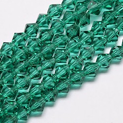 オーストリアの水晶の模造品5301 双円錐形ビーズ  カット加工ガラスビーズ連売り  ダークシアン  2x3mm  穴：0.5mm  約160~180個/連  16.54インチ〜17.32インチ（42~44cm）