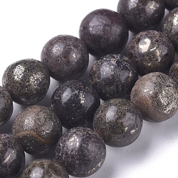 Brins de perles de pyrite africaine naturelle, ronde, chameau, 6mm, Trou: 0.7mm, environ 67 pcs / brin, 15.94 pouce (40.5 cm)