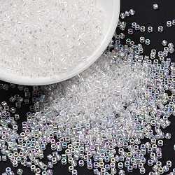 Cylinder Seed Beads, Frosted AB Colors, Round Hole, Uniform Size, Clear, 2x1.5mm, Hole: 0.8mm, about 40000pcs/bag, about 450g/bag