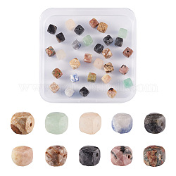 Fashewelry 100 piezas 10 cuentas de piedras preciosas naturales de estilo, cubo, facetados, 6~6.5x6~6.5x6~6.5mm, agujero: 1 mm, 10 piezas / style