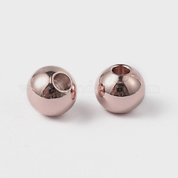 Revestimiento iónico redondo (ip) 202 cuentas de acero inoxidable, oro rosa, 6x5mm, agujero: 2 mm