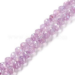 Transparent Electroplate Glass Beads Strands, Faceted, Round, AB Color Plated, Medium Orchid, 6x5.5mm, Hole: 1.2mm, about 70pcs/strand, 14.84 inch(37.7cm)