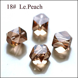 Imitazione branelli di cristallo austriaco, grado aaa, sfaccettato, perline cubo senza angoli, peachpuff, 7.5x7.5x7.5mm, Foro: 0.9~1 mm