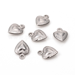 304 charms in acciaio inox, cuore, colore acciaio inossidabile, 12x8.5x3.5mm, Foro: 1 mm