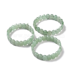 Овальный эластичный браслет из бусин из натурального зеленого авантюрина, украшения из драгоценных камней для женщин, внутренний диаметр: 2-1/8 дюйм (5.4~5.5 см)