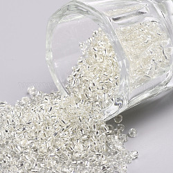 12/0 Glasperlen, Silber ausgekleidet Rundloch, Runde, weiß, 2 mm, Bohrung: 1 mm, 30000 Perlen / Pfund