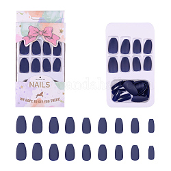 Пластиковые ложные наконечники для ногтей, инструмент для маникюра для ногтей, темно-синий, 17~23x7~14 мм, Около 24 шт / коробка