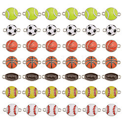 Chgcraft 42 pièces 7 styles ballon de sport thème alliage émail connecteur breloques, Liens boule ton platine, formes mixtes, 20.5~23x9.5~20.5x1.5~3mm, Trou: 1.6~2.6mm, 6 pièces / style