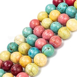 Chapelets de perles en howlite naturelle, teints et chauffée, ronde, 13.5~15mm, Trou: 1~1.4mm, Environ 29 pcs/chapelet, 15.94 pouce (40.5 cm)