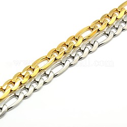Bracelets avec chaîne figaro mode 304 en acier inoxydable, avec fermoir pince de homard, facette, couleur mixte, 8-5/8 pouce (220 mm), 7mm